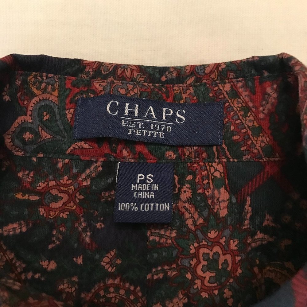 Chaps Petite Long-sleeved Blouse - Paisley - Size PS - Picture 5 of 9